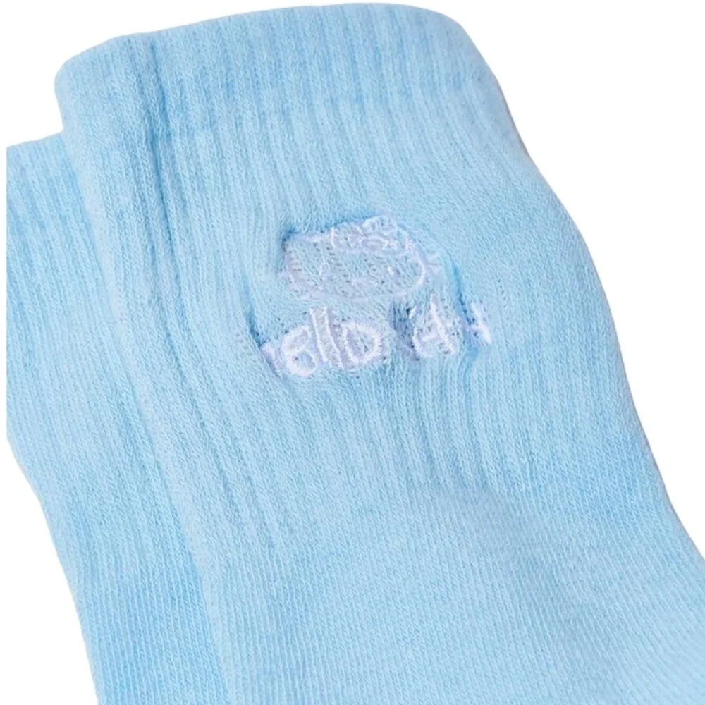 Hello Kitty Baby Blue Embroidered Knit Crew Socks - Picture 2 of 3